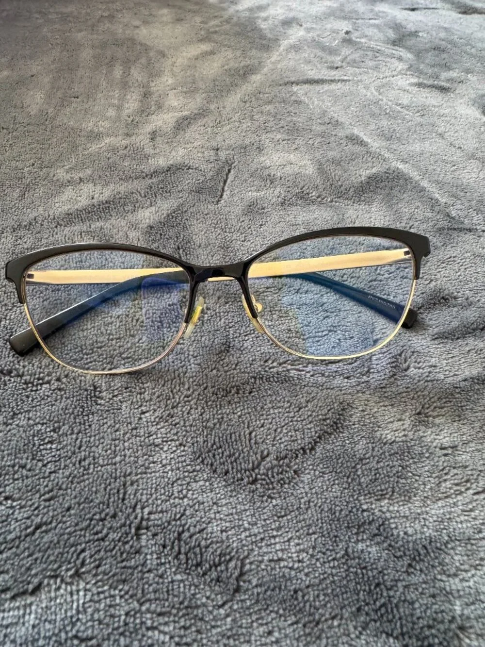 Versace Blue Light Glasses Black Gold Semi Rimless Cat Eye Medusa Frames Italy